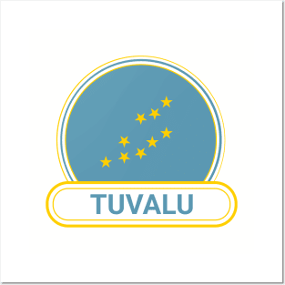 Tuvalu Country Badge - Tuvalu Flag Posters and Art